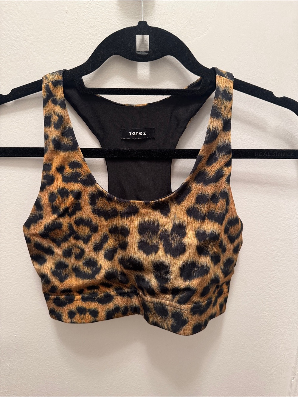 Terez Leopard-Print Sports Bra — Brown & Black